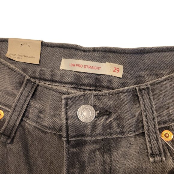 Levis Low Pro Straight Leg Jeans Gray Size 29 Mid Rise Relaxed Fit Splatter Desi - Picture 6 of 8